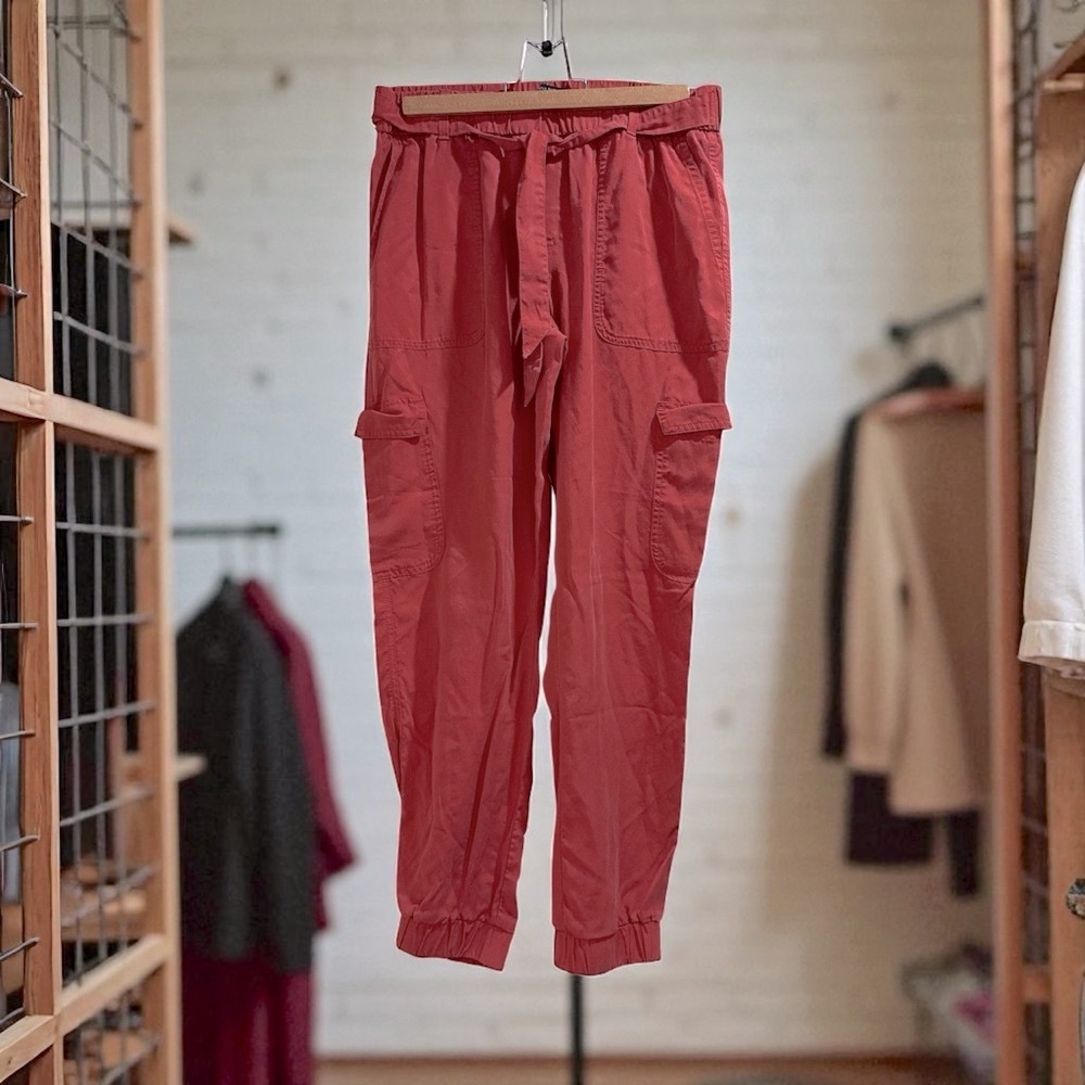 Banana Republic - Lyocell Cargo Pants, Rusty Red Color - S